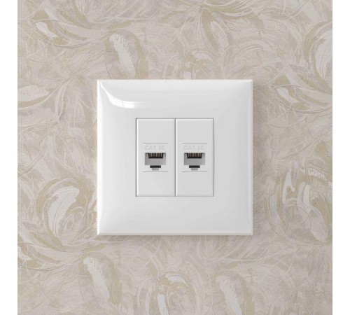 Компьютерная розетка RJ-45 без шторки в стену, кат.5е двойная, "Avanti", "Белое облако"  4400664  DKC