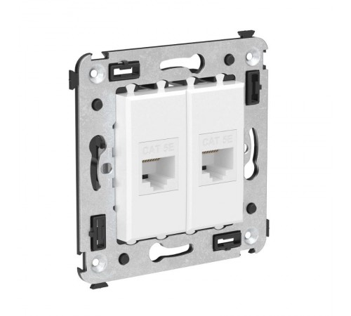 Компьютерная розетка RJ-45 без шторки в стену, кат.5е двойная, "Avanti", "Белое облако"  4400664  DKC