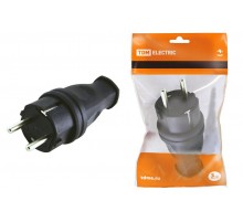 Вилка прямая каучук 2Р+РЕ 16А 250В IP44   SQ0612-0001  TDM