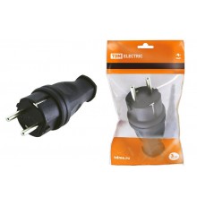 Вилка прямая каучук 2Р+РЕ 16А 250В IP44   SQ0612-0001  TDM