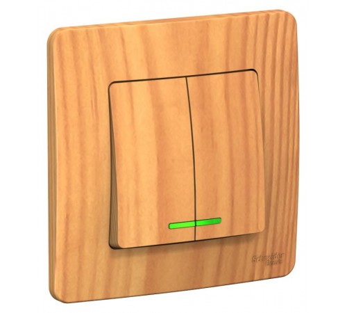 Blanca Ясень С/У Выключатель 2-клавишный с подсветкой, 10А, 250B  BLNVS010515  SE