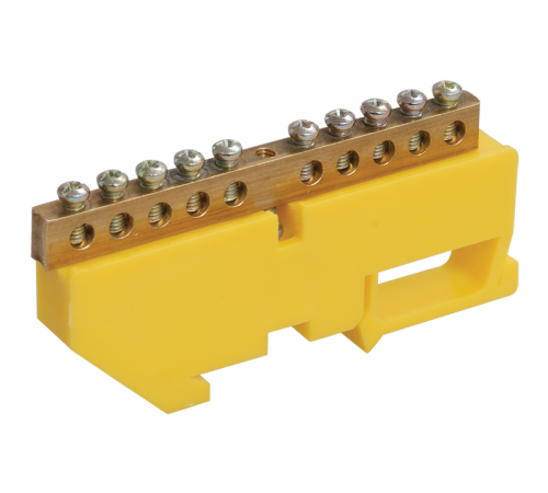 Шина PE "земля" на DIN-изоляторе ШНИ-6х9-12-Д-Ж  YNN10-69-12D-K05  IEK