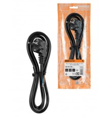 Шнур сетевой с вилкой ПВС 3x1,5мм 2м с/з черный  SQ1305-0186  TDM