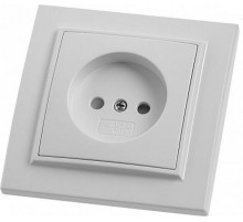 PST10-9009-01 Розетка 1-местная б/з, 250В, 10А, с защитной шторкой, серия Эрна, белый  39049  STEKKER