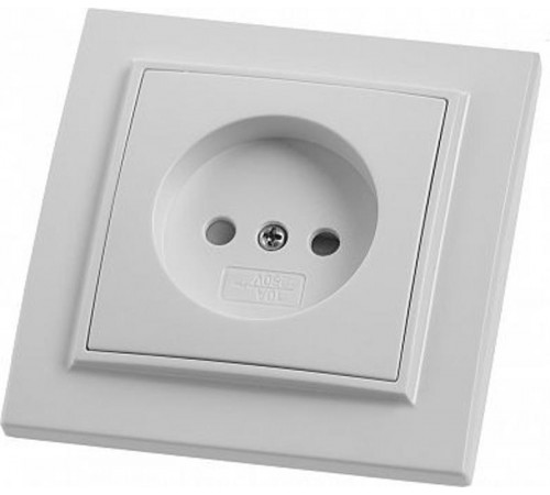 PST10-9009-01 Розетка 1-местная б/з, 250В, 10А, с защитной шторкой, серия Эрна, белый  39049  STEKKER