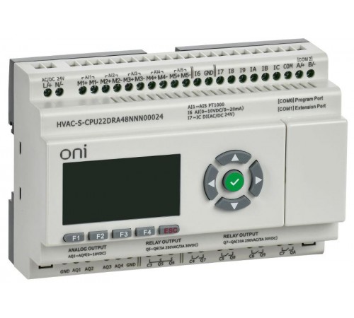 ПЛК HVAC S ЦПУ 6DI 6DO 1AI 5PT 4AO LED RS485  HVAC-S-CPU22DRA48NNN00024  ONI