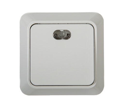 Выключатель одноклавишный с подсветкой BOLLETO белый накладной 7121  4680005959754  IN HOME