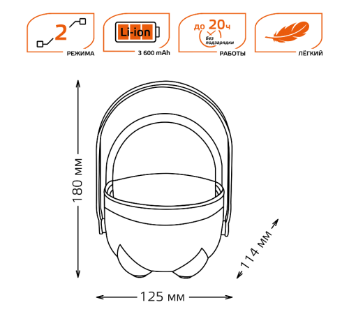 Фонарь кемпинговый GFL001 5W 380lm Li-ion 3600mAh диммируемый оранжевый LED 1/20/40  GF001  Gauss