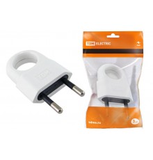 Вилка б/з с кольцом белая 10А 250В (евровилка CEE 7/16)  SQ1806-0189  TDM