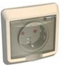 Этюд Кремовый С/У Розетка с заземлением с защитными шторками с крышкой IP44  PC16-044K  SE