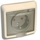 Этюд Кремовый С/У Розетка с заземлением с защитными шторками с крышкой IP44  PC16-044K  SE