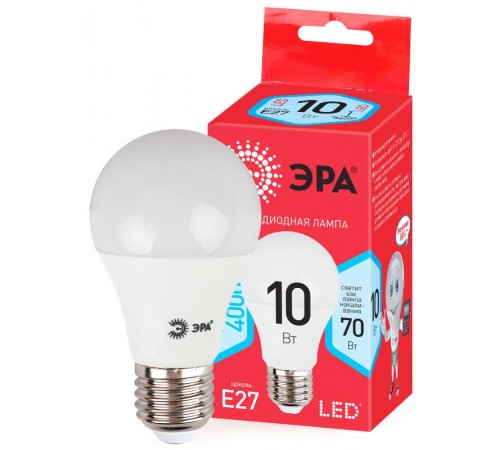 Лампа светодиодная LED 10Вт Е27 4000К smd A60-10w-840-E27_ECO  Б0028005  ЭРА