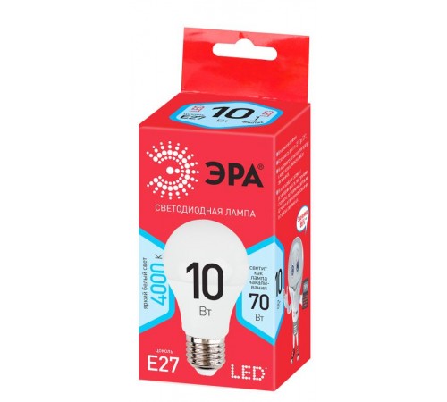 Лампа светодиодная LED 10Вт Е27 4000К smd A60-10w-840-E27_ECO  Б0028005  ЭРА