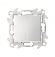 Двухклавишный выключатель 10AX 250В цвета алюминий S24 Harmonie  2450398-033  Simon