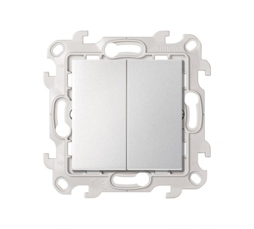 Двухклавишный кнопочный выключатель 10A 250В цвета алюминий S24 Harmonie  2410151-033  Simon