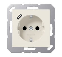 Розетка SCHUKO® с USB-зарядным устройством, тип С; термопласт; слоновая кость  A1520-18C  Jung