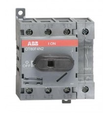 Рубильник OT80F4N2 до 80А 4х-полюсный для установки на DIN-рейку или монтажную плату (с резерв. ручкой)  1SCA105413R1001  ABB