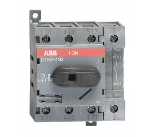 Рубильник OT80F4N2 до 80А 4х-полюсный для установки на DIN-рейку или монтажную плату (с резерв. ручкой)  1SCA105413R1001  ABB