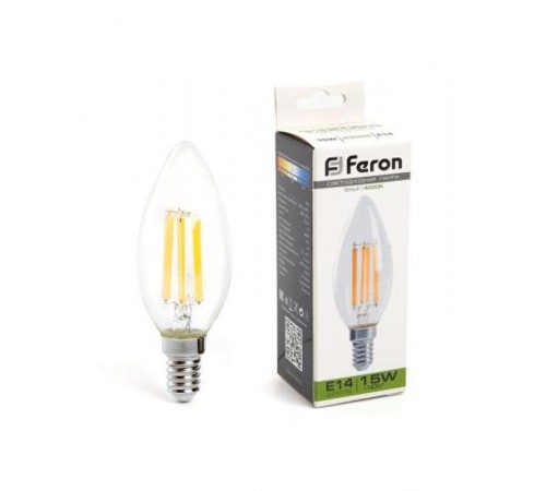 Лампа светодиодная, (15W) 230V E14 4000K прозрачная, LB-717  38258  FERON