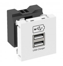 Розетка USB тип А двойная (2х0,6А или 1х1,2А) 1 модуль Modul45, 45х45 мм, белая  6105300  OBO Bettermann