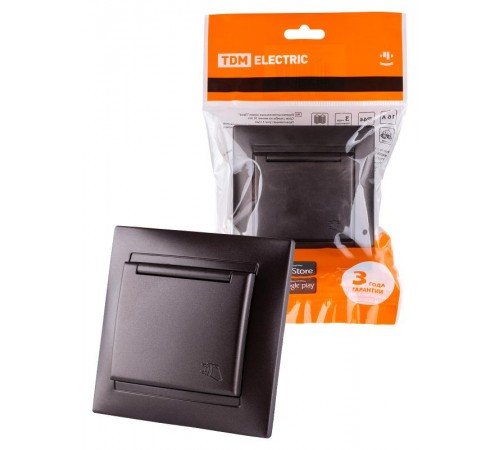 Розетка 2П+З 16А 250В IP44 с защ. шт. с крышкой шоколад "Лама"  SQ1815-0514  TDM