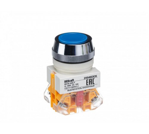 Выкл. кноп. ABLF 30 мм Цвет:СИНИЙ 220В ВK-30   25046DEK  DEKraft
