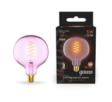 Лампа светодиодная LED Filament Flexible G125-C Pink E27 5W 190lm 1800K 125*178mm 1/10  1011802105  Gauss