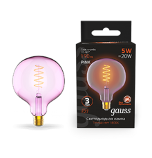 Лампа светодиодная LED Filament Flexible G125-C Pink E27 5W 190lm 1800K 125*178mm 1/10  1011802105  Gauss