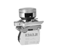 Кнопка КМЕ4511мЛС-220В-белый-1но+1нз-цилиндр-индикатор-IP54  354468  КЭАЗ
