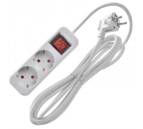 UMA Удлинитель У02К 2 места 2P+PE 3м 3х1мм2 10А белый   UM-YP10-10-02-03-ZK-K01  IEK