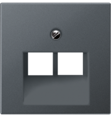 Крышка для сдвоенных телефонных и компьютерных розеток (UAE), фиксация винтом; термопласт; матовый антрацит; A500  A569-2BFPLUAANM  Jung