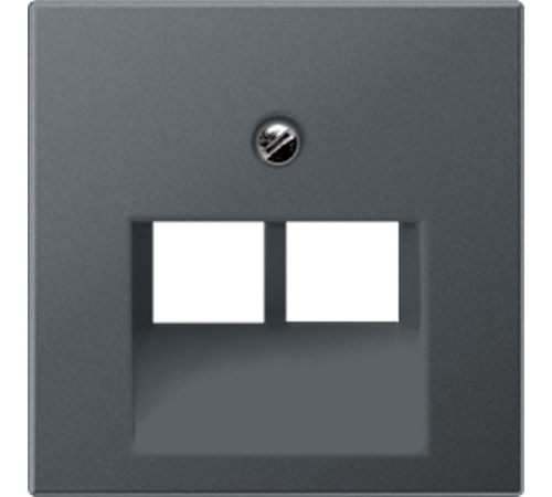 Крышка для сдвоенных телефонных и компьютерных розеток (UAE), фиксация винтом; термопласт; матовый антрацит; A500  A569-2BFPLUAANM  Jung