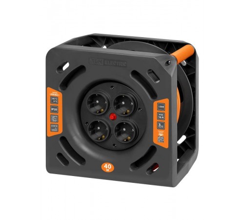 Удлинитель силовой на катушке ЛЮКС УКз16-004 (4 места/40м ПВС 3х1,5)  SQ1301-0835  TDM