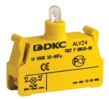 Контактный блок с клеммным безвинтовым зажимом со светодиодом на 12В  ALV12  DKC