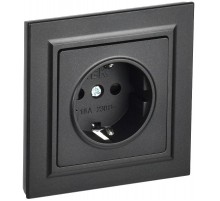 BRITE Розетка с заземлением со шторками 16А в сборе РСР14-1-0-БрЧ черный  BR-R14-16-K02-F  IEK