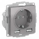 AtlasDesign Алюминий Розетка 16А c 2 USB A+A, 5В/2,4А, 2х5В/1,2А, механизм  ATN000330  SE