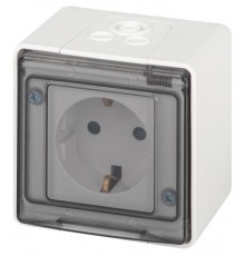 Розетка ЭРА Эксперт 11-2502-01 2P+E IP55, с заземление со шторками, 16A-250В, ОУ, Белый  Б0063280  ЭРА