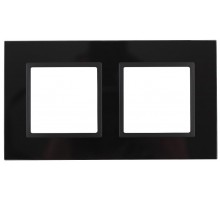 14-5102-05 Рамка на 2 поста, стекло, Эра Elegance, чёрный+антр  Б0034492  ЭРА