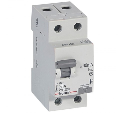 Выключатель дифференциальный (УЗО) RX3 2п 25А 30мА тип AC  402024  Legrand