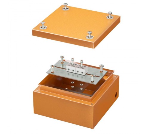 Коробка распределительная стальная FS огн., IP66,150х150х80мм,4р, 450V,6A, 4мм.кв. с гладкими стенками и клеммниками  FSB30404  DKC