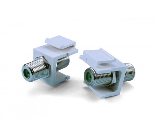 KJ1-FCON-3G-N-WH Вставка формата Keystone Jack с проходным адаптером F-типа, nickel plated, 3ГГц, ROHS, белая  246966  Hyperline