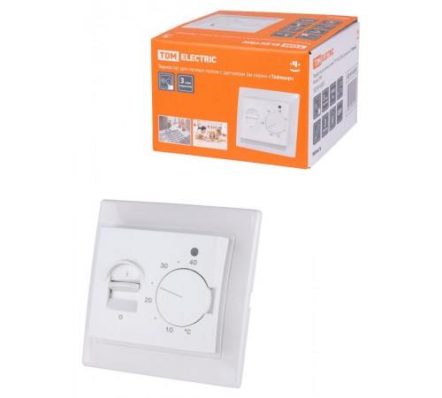 Термостат для теплых полов ТТП 16А 250В с датчиком 3м "Таймыр" белый  SQ1814-0031  TDM