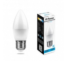 Лампа светодиодная LB-97 (7W) 230V E27 6400K свеча  25883  FERON