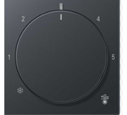 Антрацит матовый Накладка для механизма терморегулятора  Jung  поворотный  без таймера  датчик t° воздуха (встроенный)  датчик t° пола (внешний)