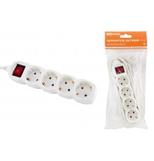 Удлинитель бытовой  У04В выключатель, 4 гнезда, 5метров, с заземлением, ПВС 3х1мм2  16А/250В   SQ1303-0112  TDM