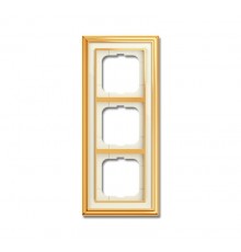 Рамка 3-постовая, серия Династия, Латунь полированная, белое стекло  1754-0-4562   2CKA001754A4562  ABB