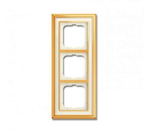 Рамка 3-постовая, серия Династия, Латунь полированная, белое стекло  1754-0-4562   2CKA001754A4562  ABB
