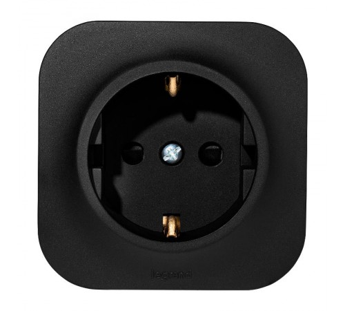Quteo Чёрный Розетка с заземлением со шторками 16Авинтовые зажимы   782476  Legrand