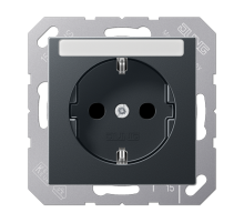 Розетка SCHUKO® 16A 250V с полем для надписи; термопласт; матовый антрацит  A1520BFNAANM  Jung