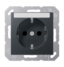 Розетка SCHUKO® 16A 250V с защитой от детей; с полем для надписи; термопласт; матовый антрацит  A1520BFKINAANM  Jung